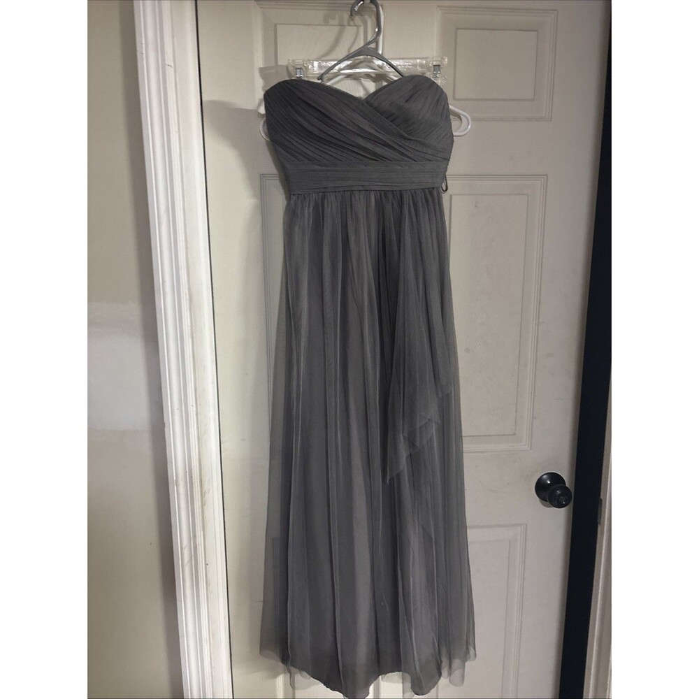 Amsale Formal   Charcoal  Draped Tulle Full Length Dress Size 2 (Style G835U